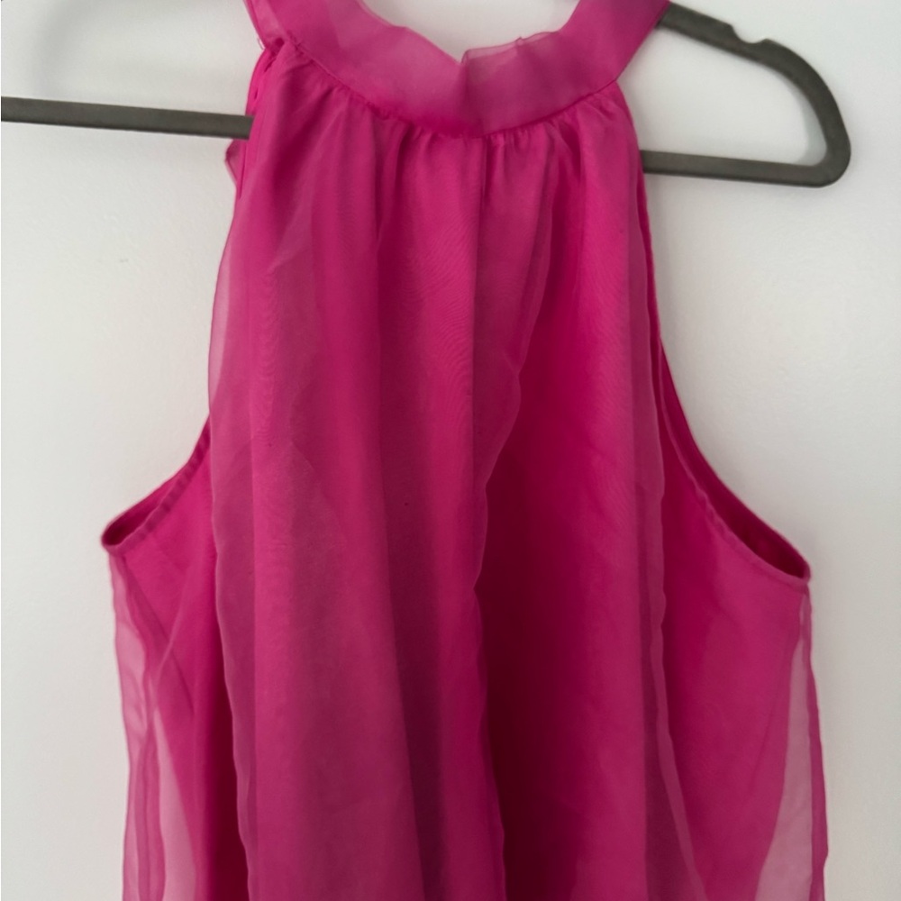 Aakaa Vibrant Pink Chiffon Top